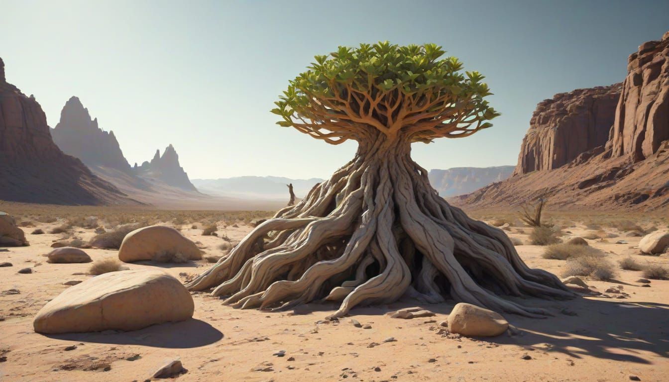 A symbiotic plant growing on a sentient rock