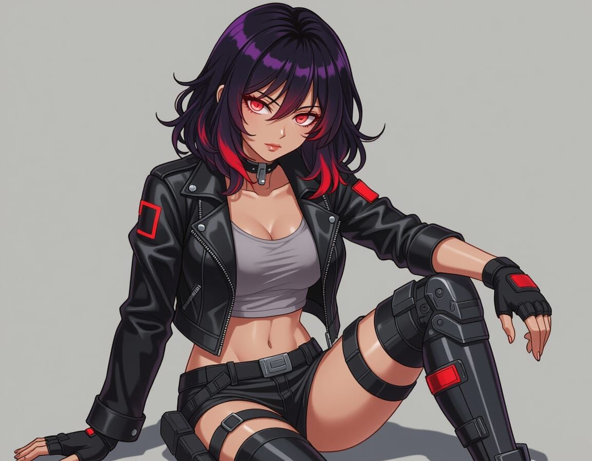 Cybernetic Woman Relaxing in Manga Style