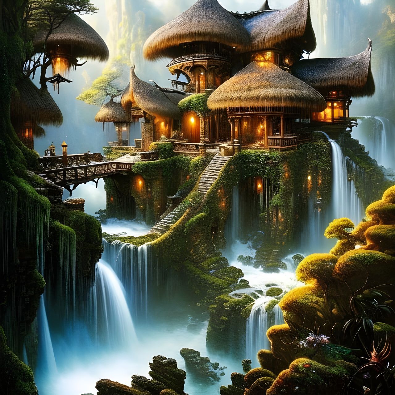 Fairytale Mansion on Waterfall: Fantasycore Dungeonpunk Mast...