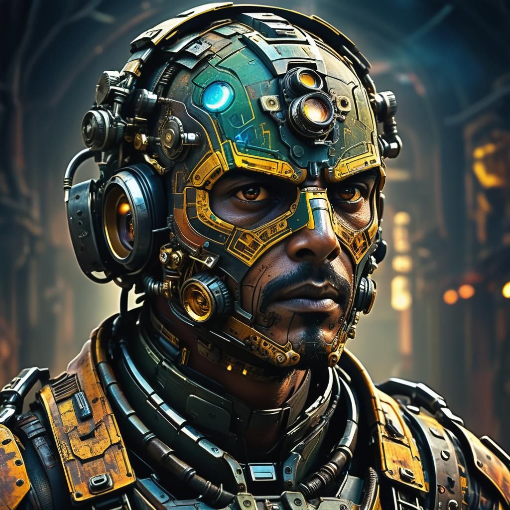 Mystical Madras Man with Mechanized Gear in HDR