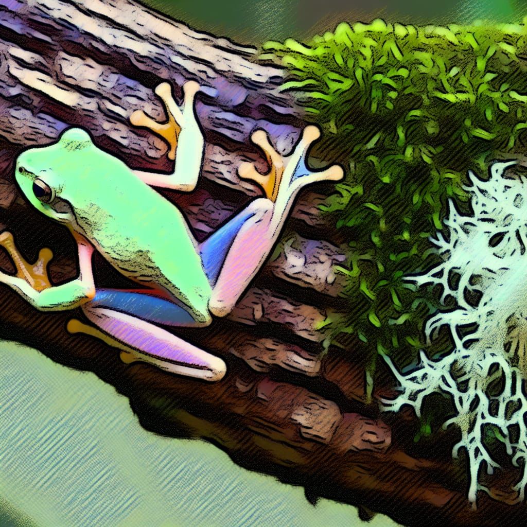 Elegant Tree Frog in Art Nouveau Style