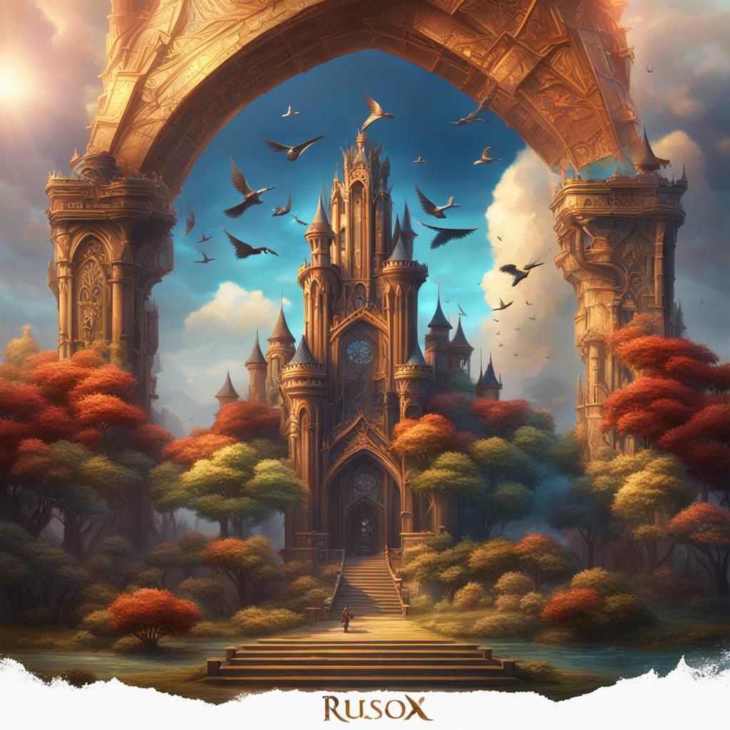 Russo Family Heraldic Logo with Phoenix and Tower