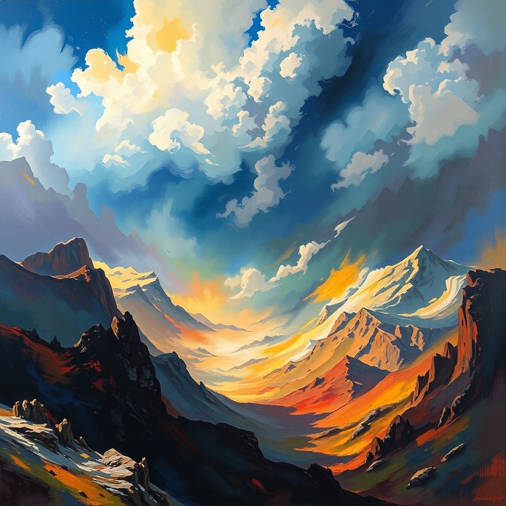 Breathtaking Romantic-Era Oil on Canvas Masterpiece