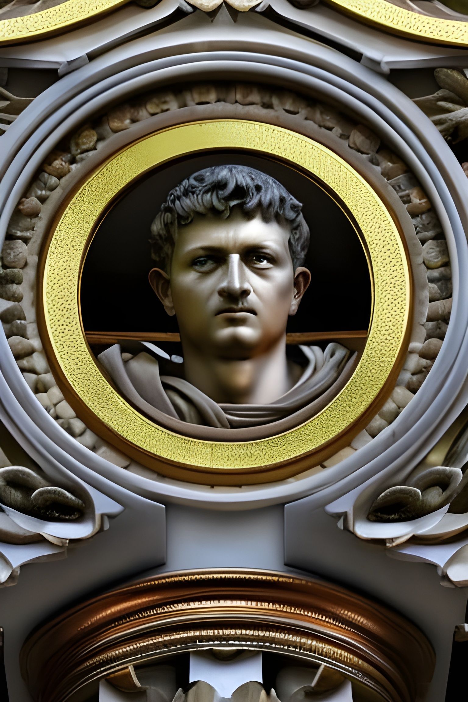 Marcus Aurelius Sculpture in Roman Marble Column