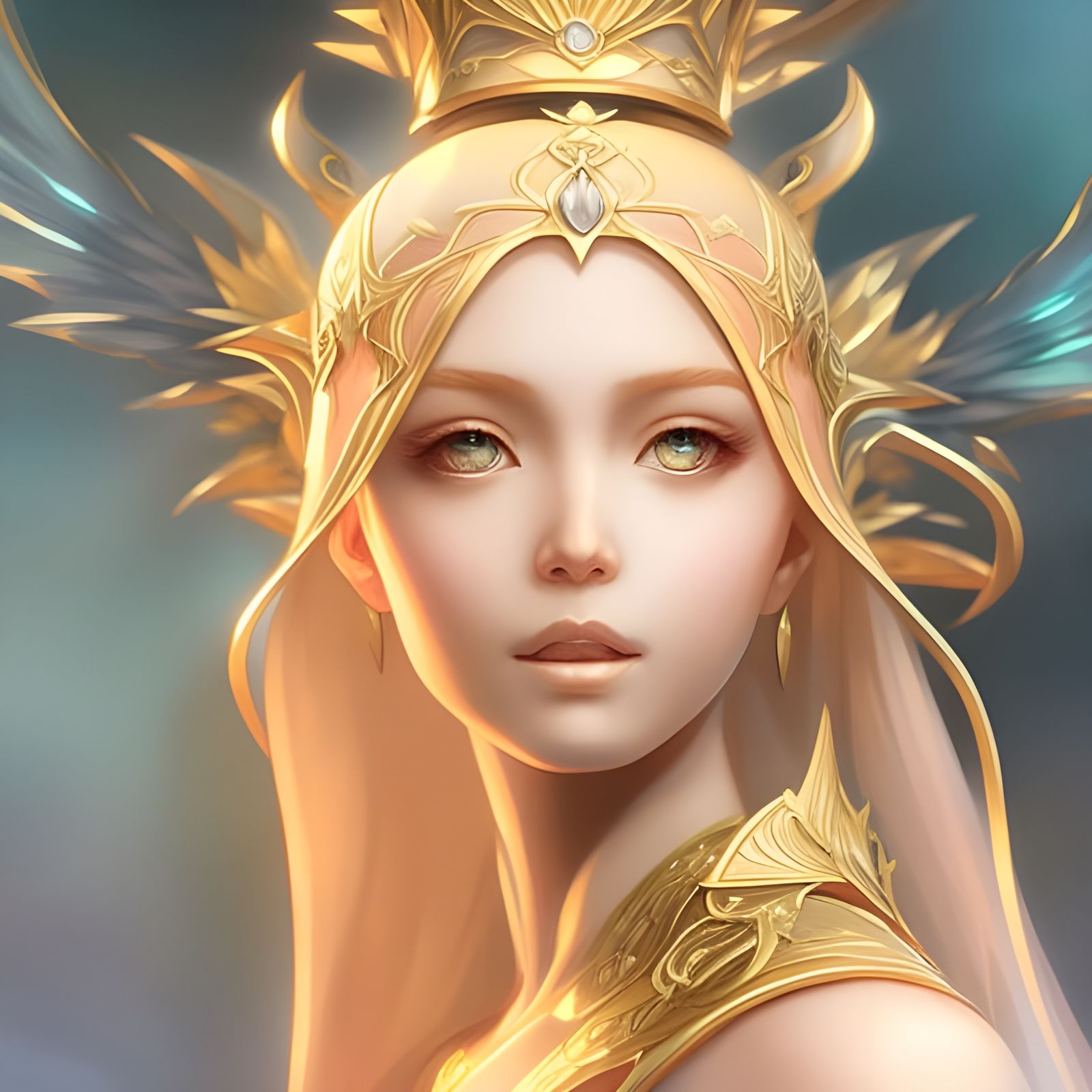 Sun God's Daughter: Hyperdetailed Portrait in Triadic Colors