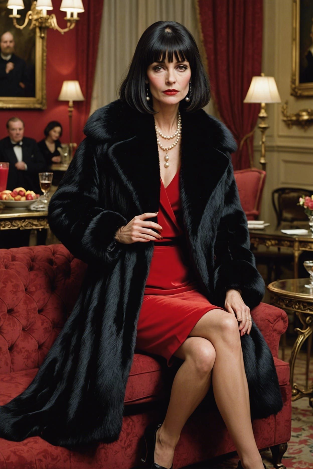 Villainous Socialite in Fur Coat Arriving Home