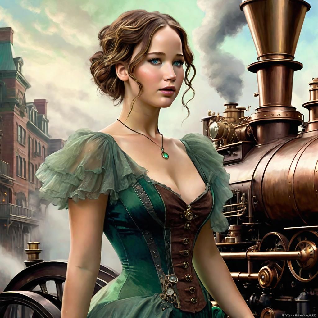 Belle Epoque Woman in Steampunk World