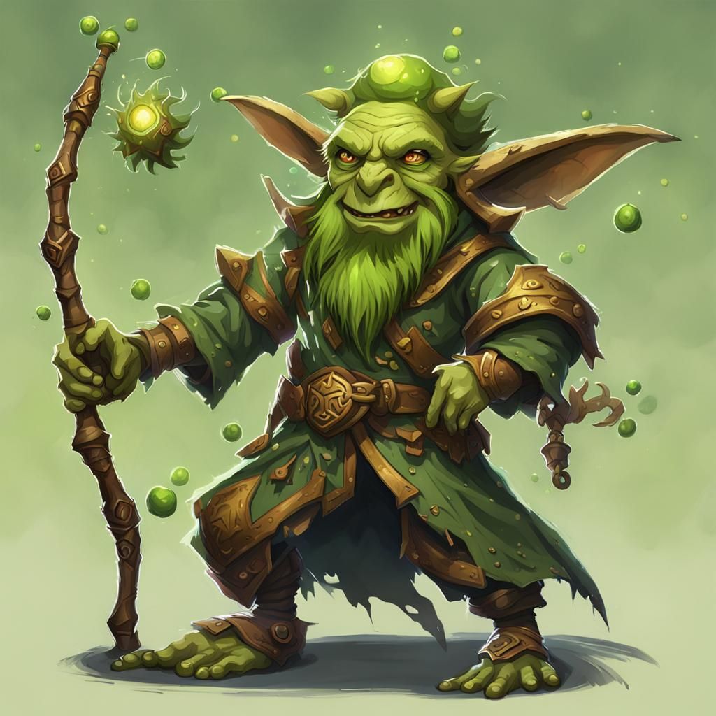 Anime Fantasy Goblin Spore Druid Illustration
