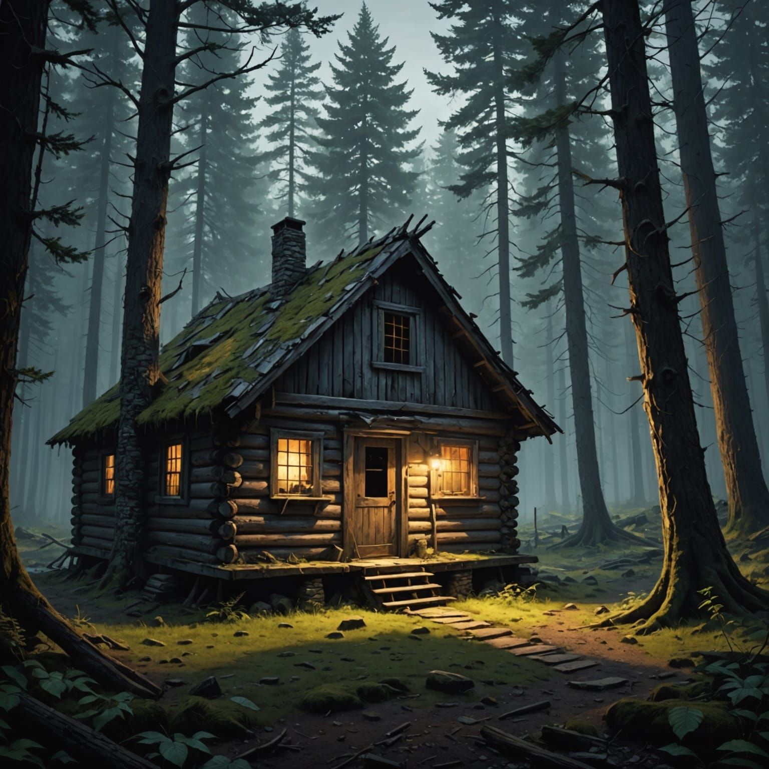 Mysterious Jungle Hideaway in Dark Fantasy Style
