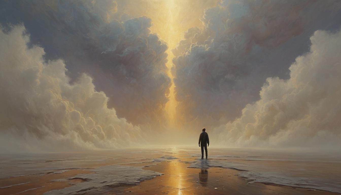 Lone Figure Gazing into Endless Void Oil Painting