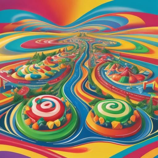 Driving in a Gouache Candyland Wonderland
