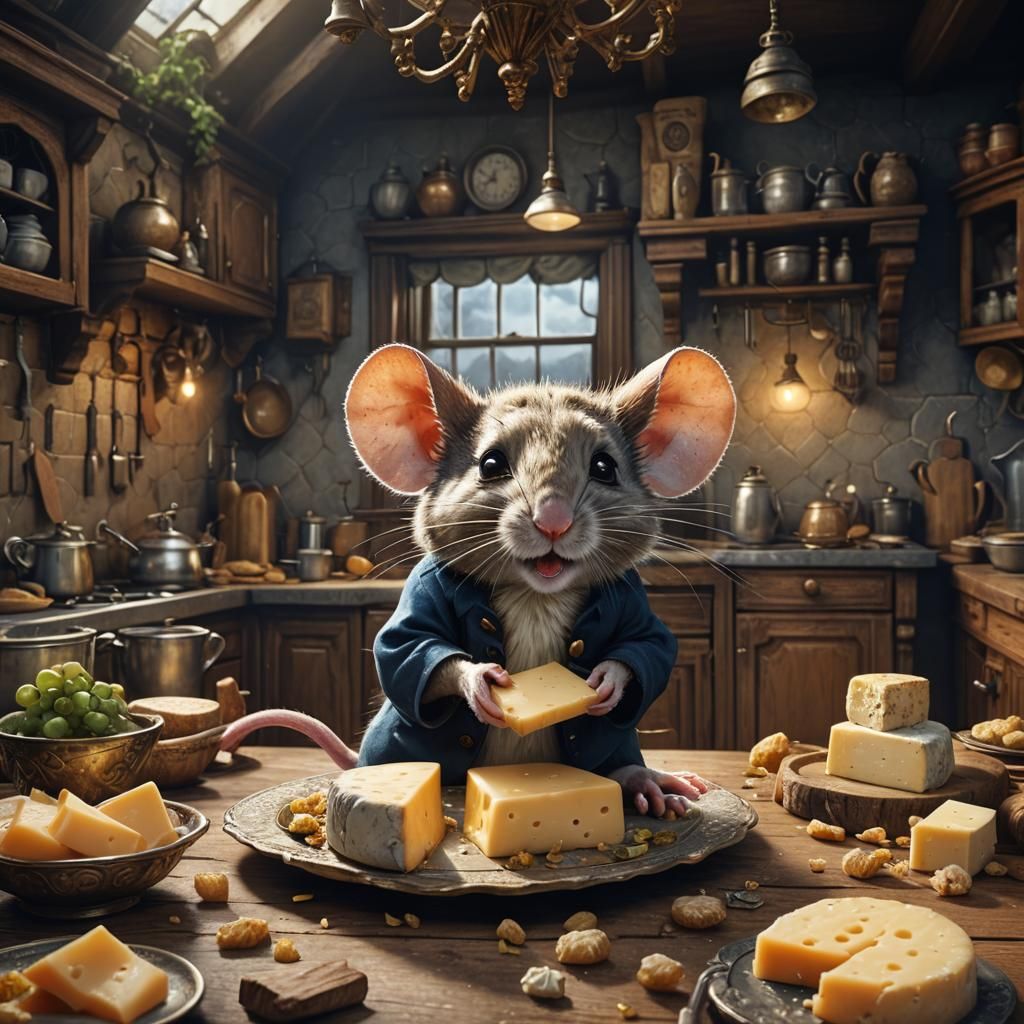 Victorian Mouse Feast: Detailed Matte Painting