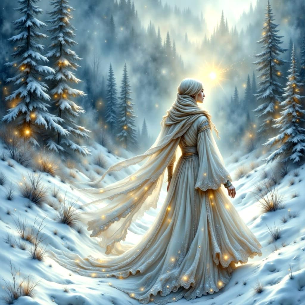 Metallic Figure in Soft Romantic Style