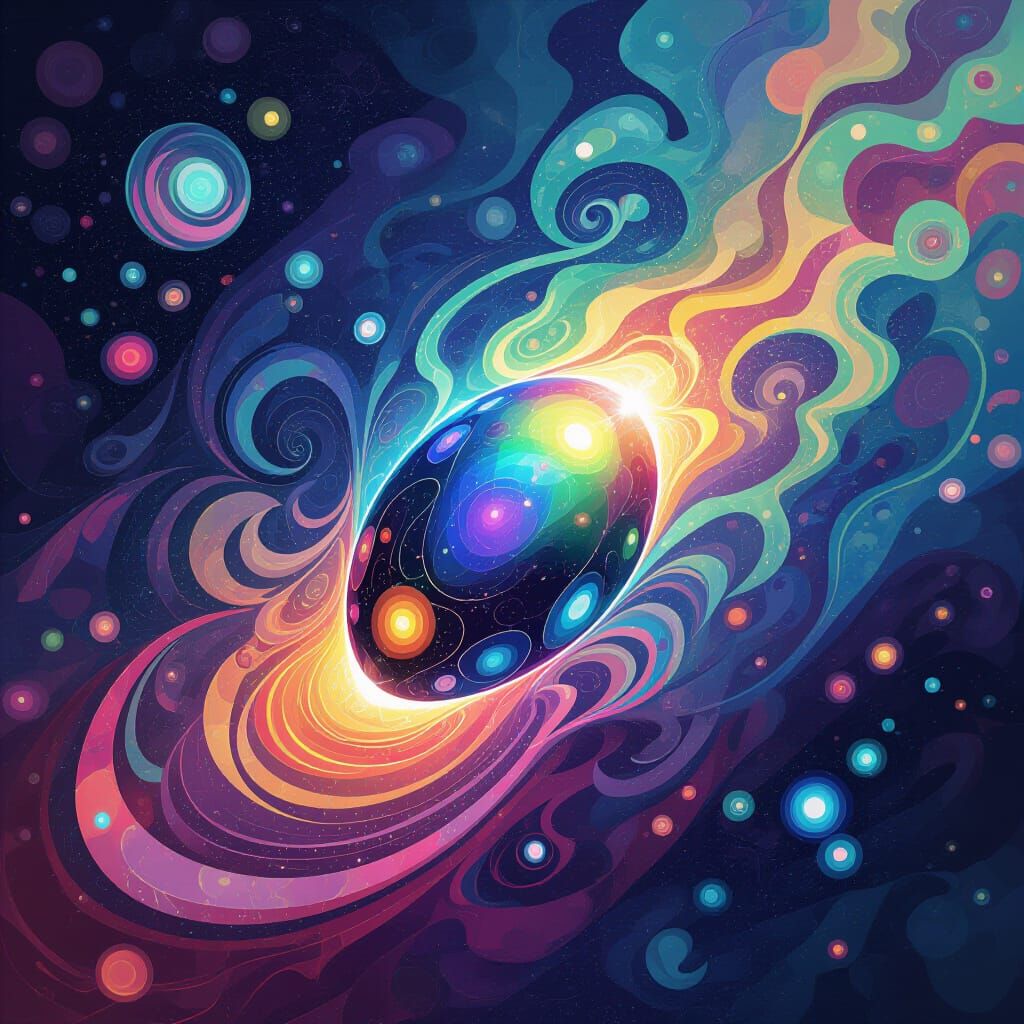 Iridescent Abstract Entity in Whimsical Style