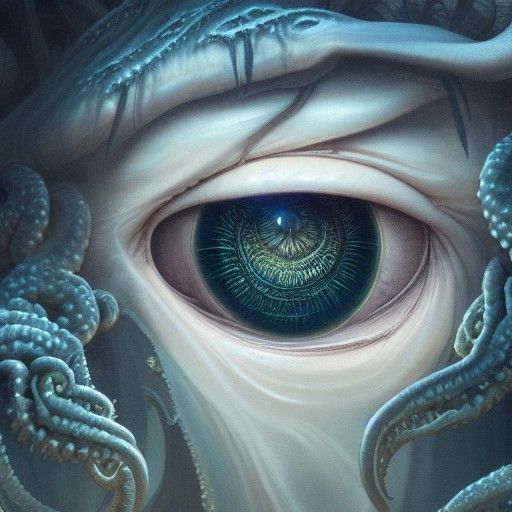 Detailed Bioluminescent Eye in an Ethereal Style