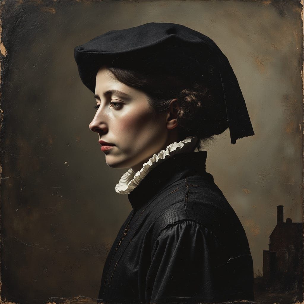 Dutch Woman Portrait with Chiaroscuro Effects