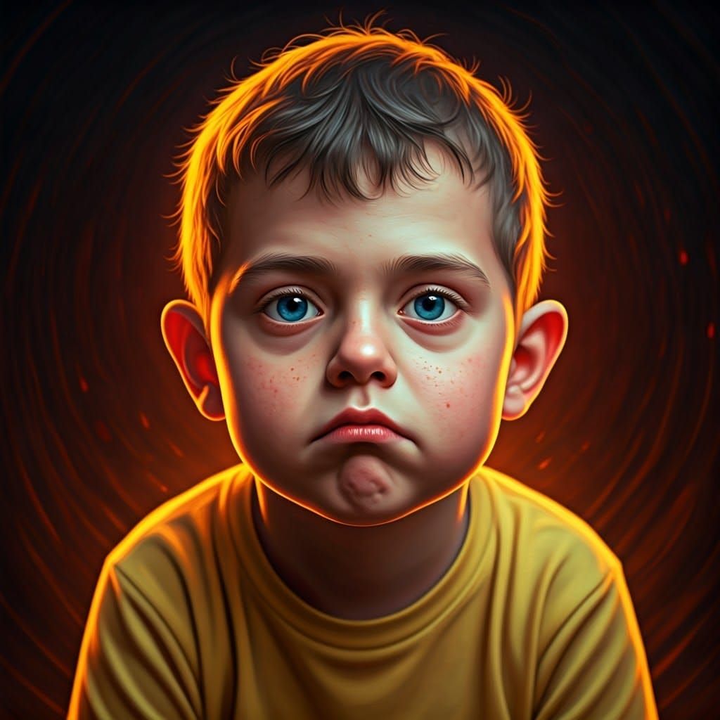 Vibrant Portrait of a Creative Young Boy with SMS Syndrome