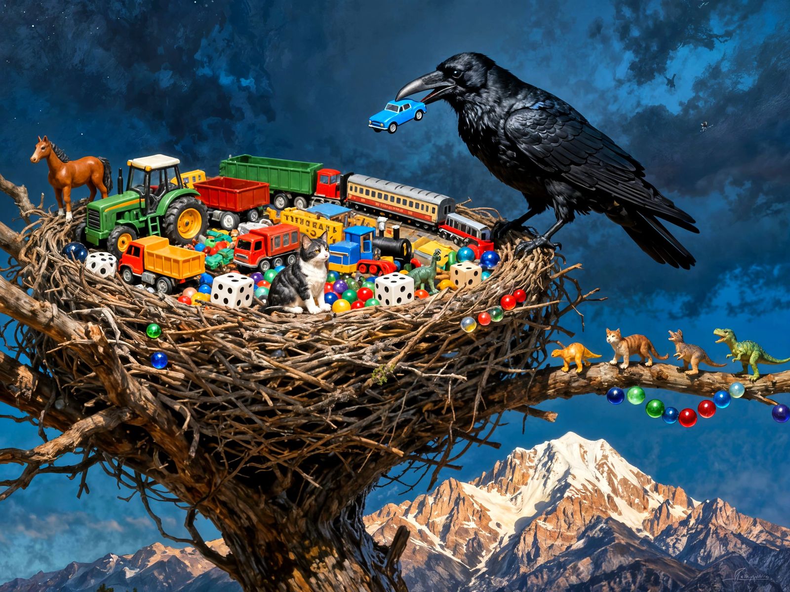 Raven's Maximalist Nest Overflowing With Toys and Trinkets