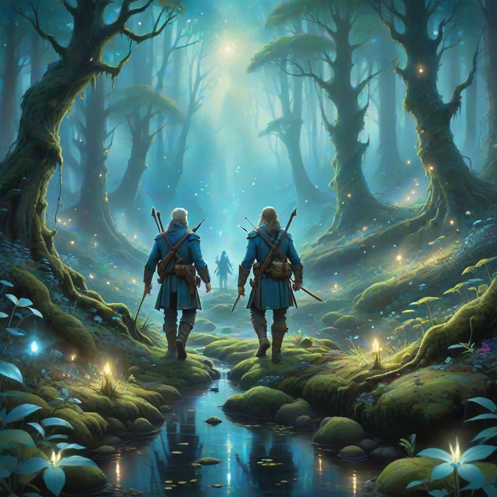Drizzt and Guenhwyvar in Enchanted Forest