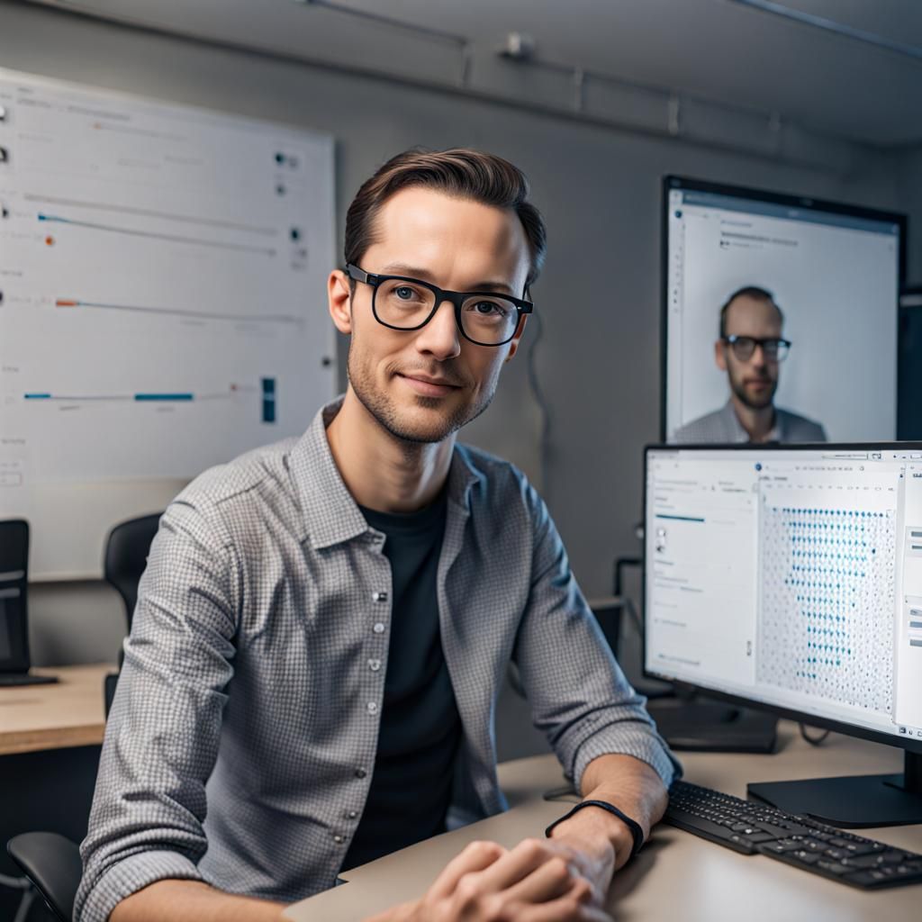 AI Researcher Fine-Tuning Chatbot in Photorealistic Style