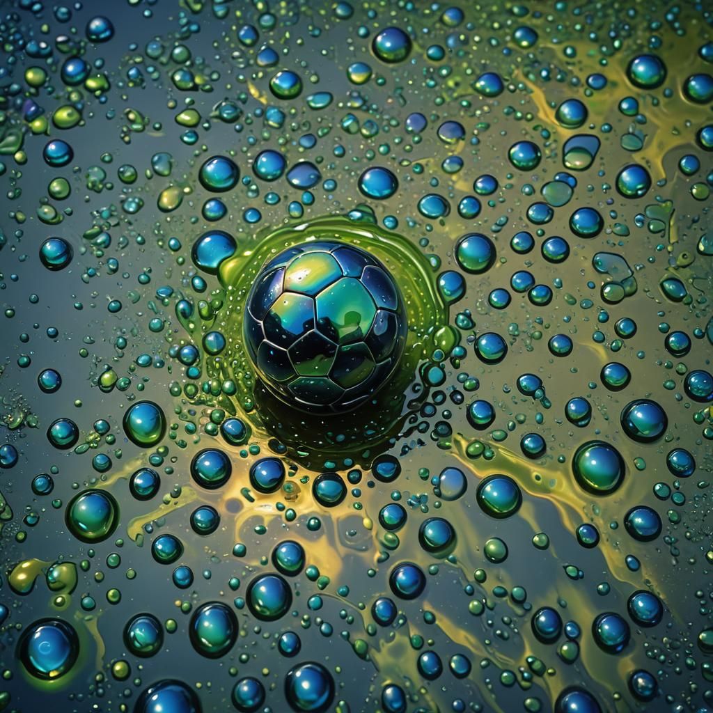 Soccer Ball in Gleaming Oil: Hyper-Realistic Digital Art