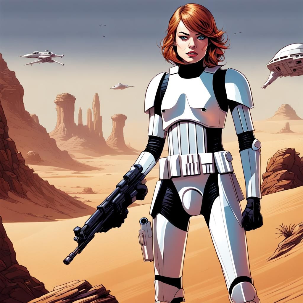 Emma Stone as Stormtrooper: Comic Book Art