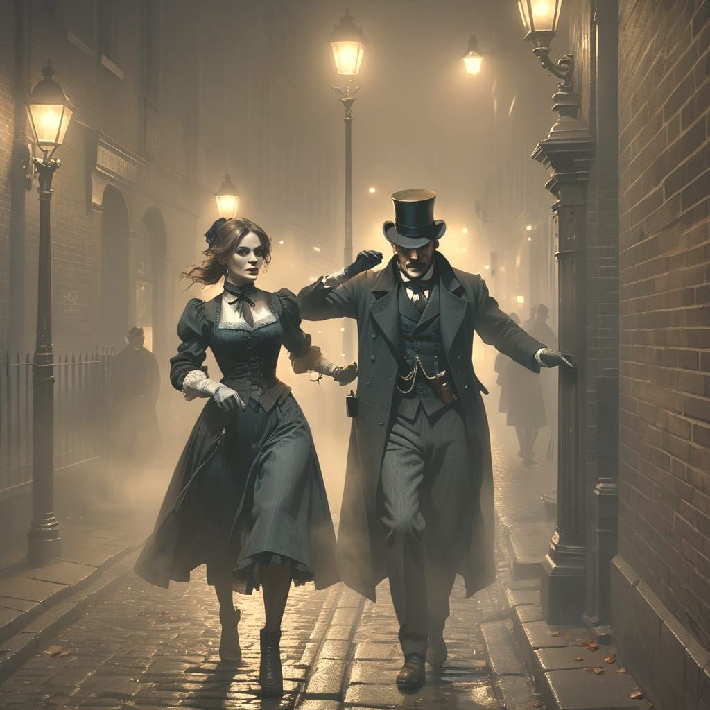 Jack the Ripper in Historic London, Hyperdetailed Portrait