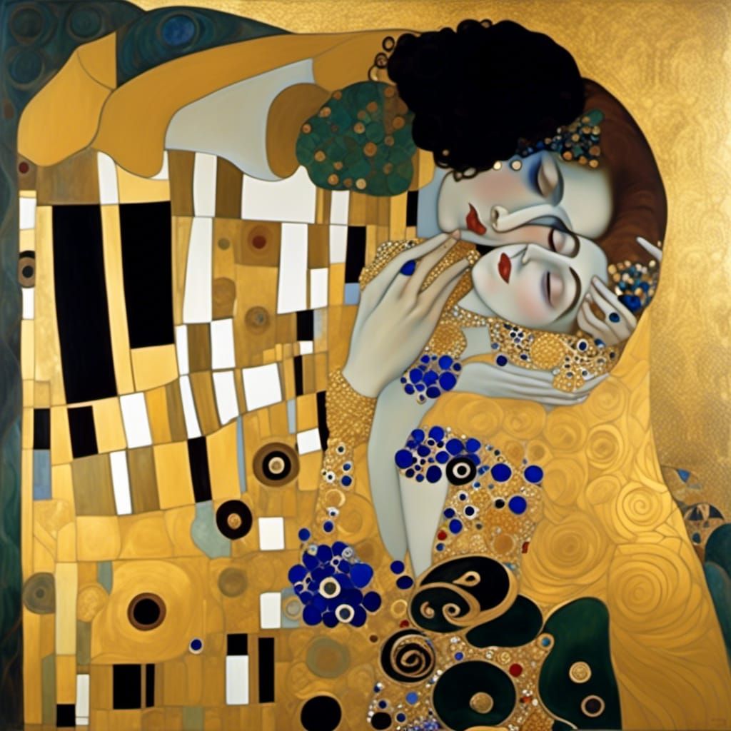 Romantic Portrait in Gustav Klimt Style