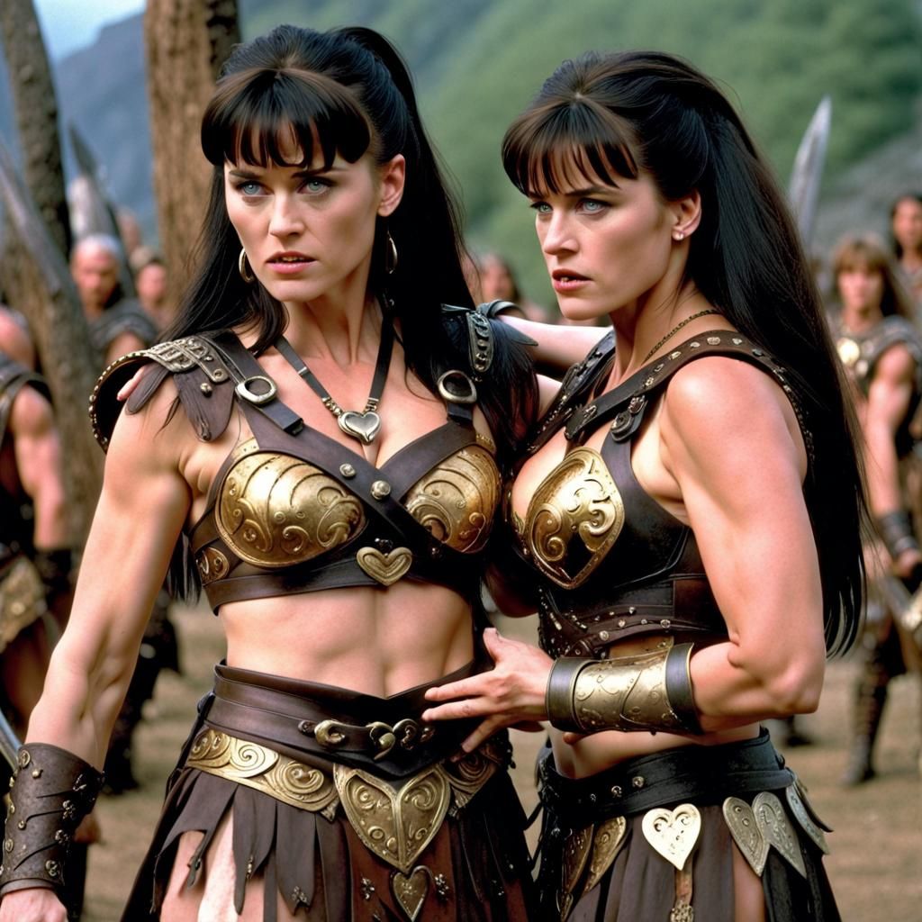 Xena's Fury: A Hyperrealistic Warrior Princess Portrait