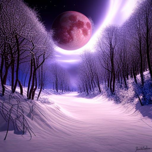 Glittering Snowfall Under Moonlight in Burton Style