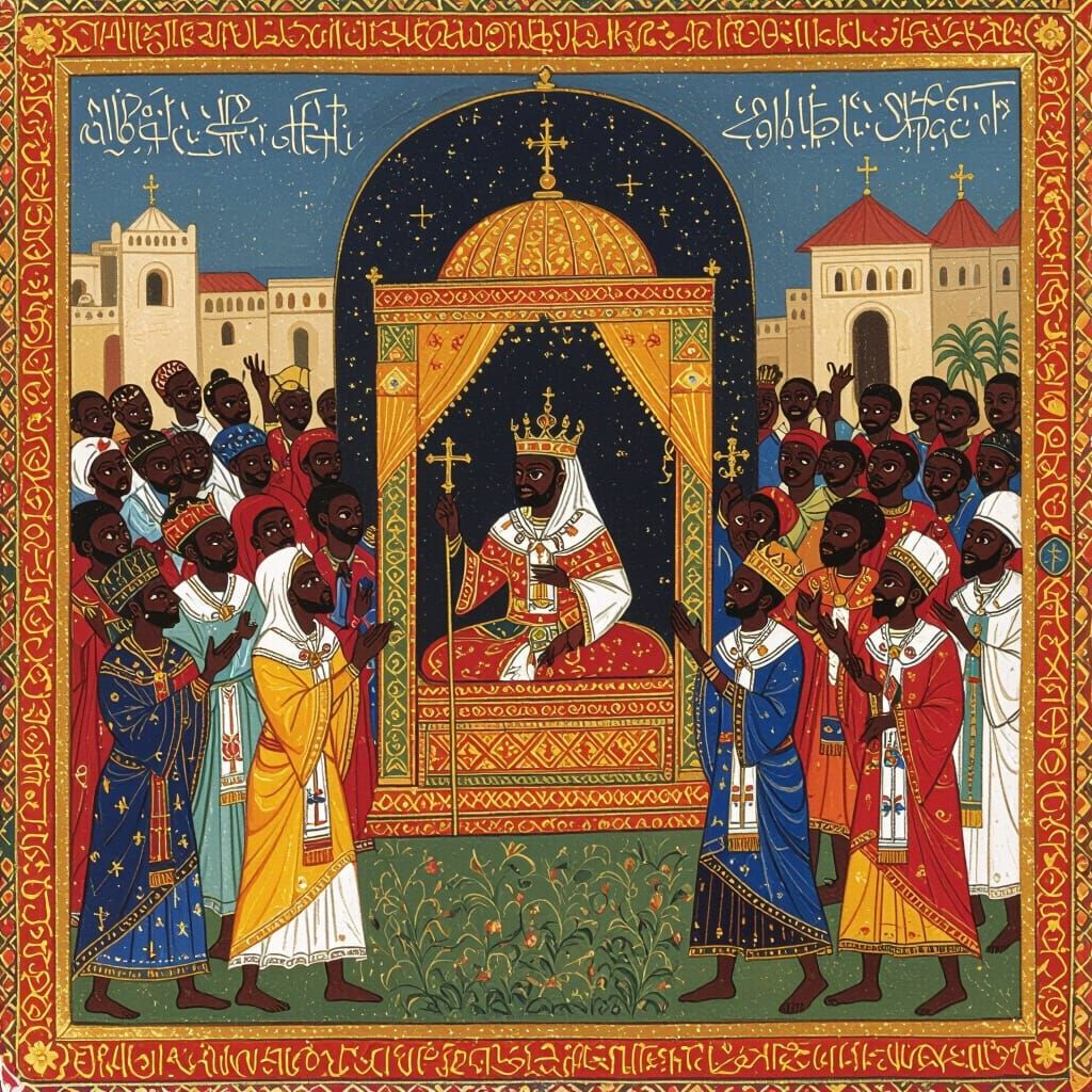 Ethiopian Hero Crowned King with Sacred Blessings and Dancin...