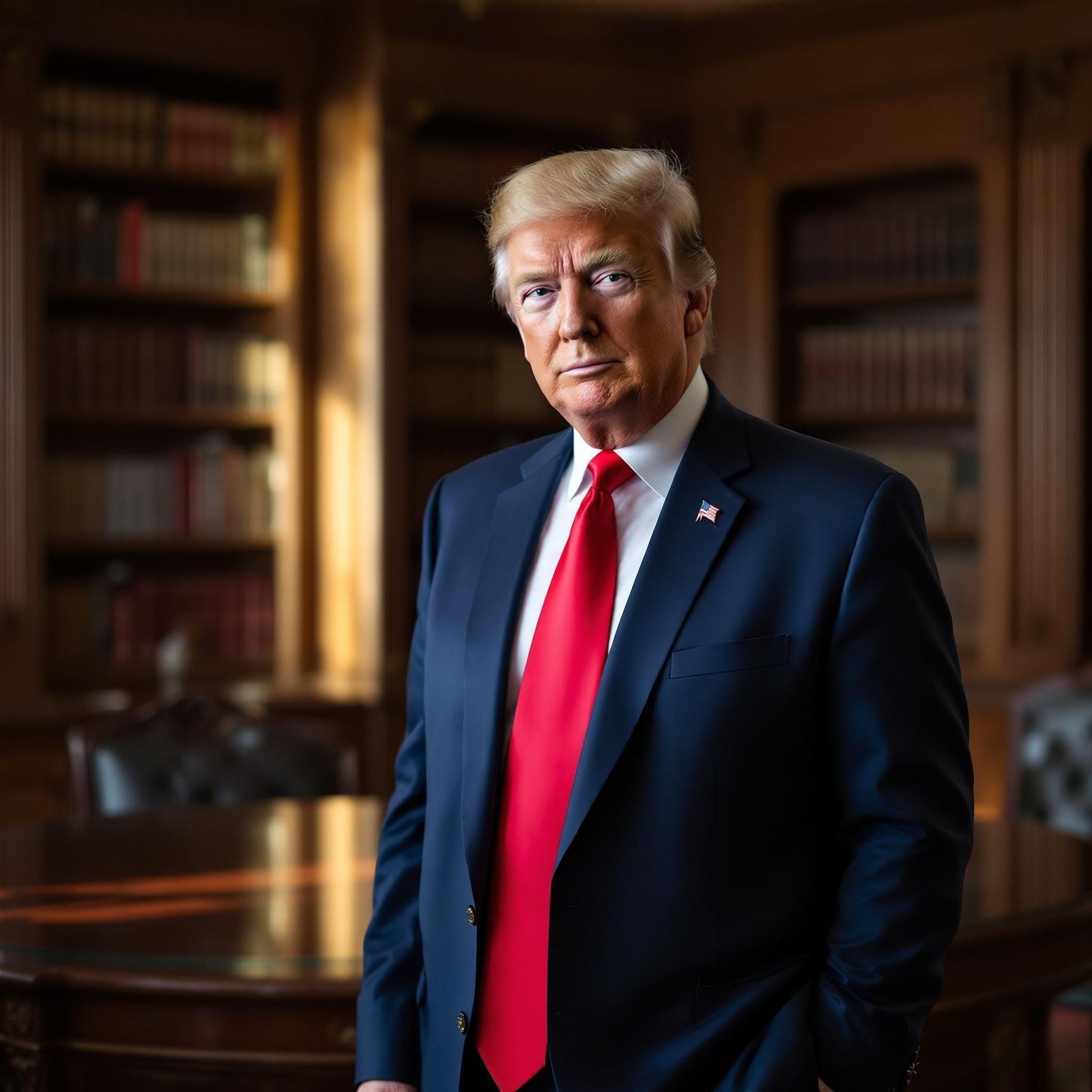 Donald Trump Portrait in Stately Office