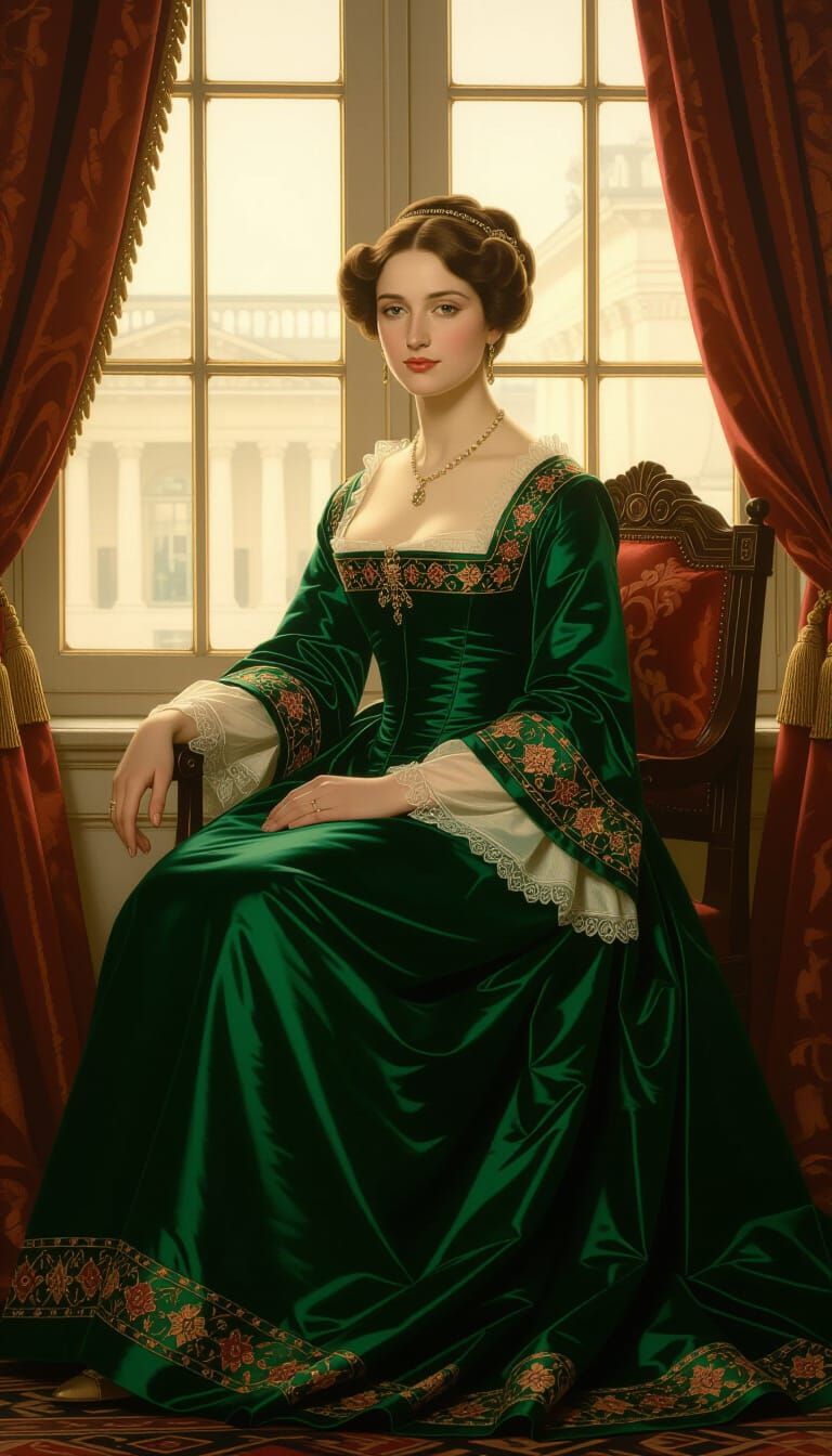 Classical Portraiture of Noblewoman in Golden Light