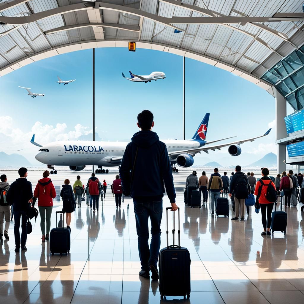 Elephant Watching Tourists at Airport, AI Art