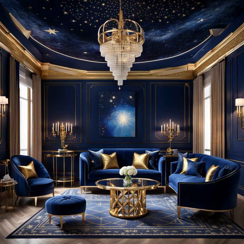 Celestial Art Deco Sitting Room in 8K