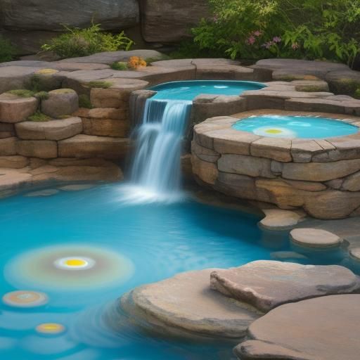 Colorful Waterfalls Flowing into Concentric Circles