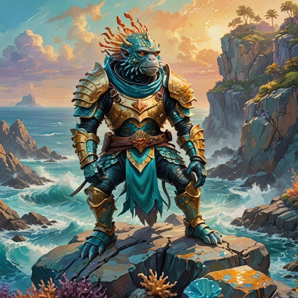 Epic Fantasy Warrior in Vibrant Oil Painting Style