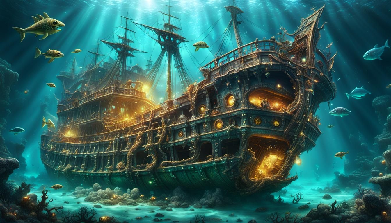Luminous Underwater Monster Reveals Glittering Shipwreck