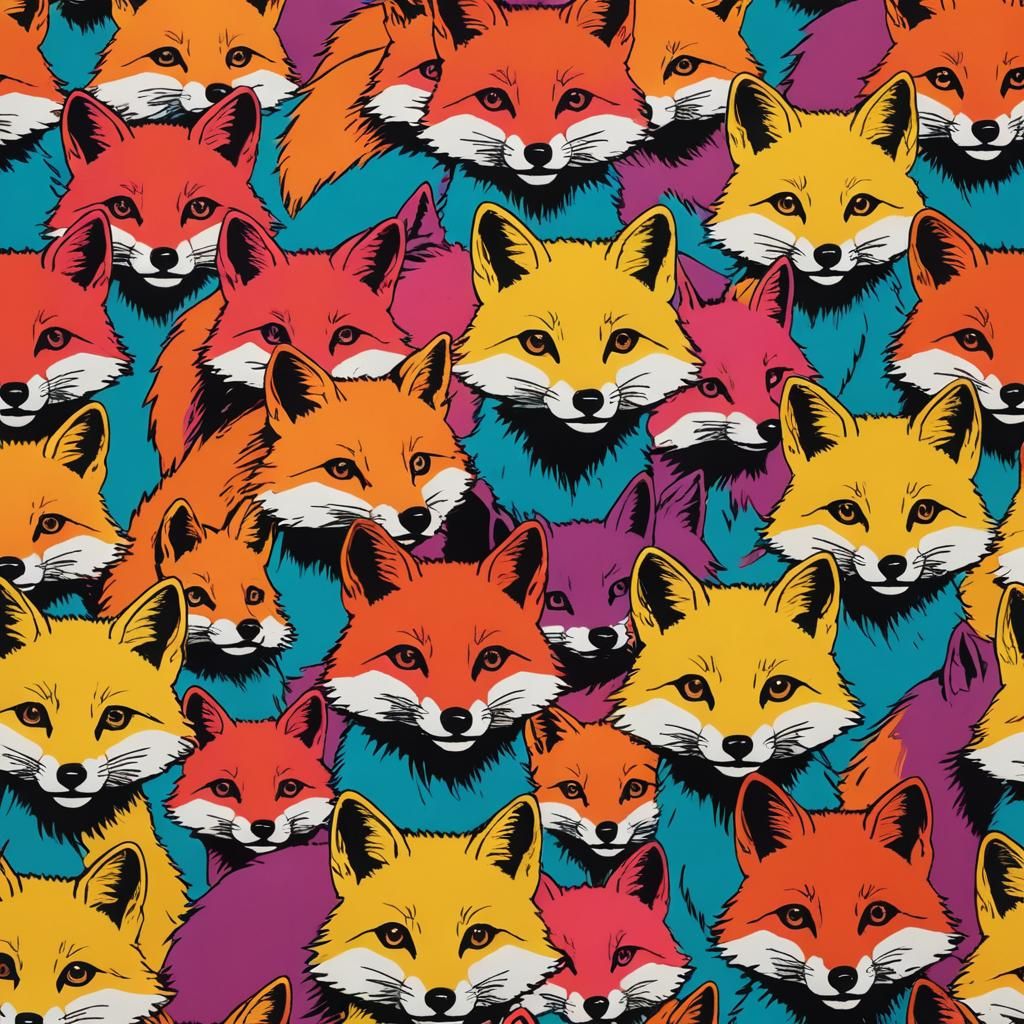 Colorful Foxes in Pop Art Style