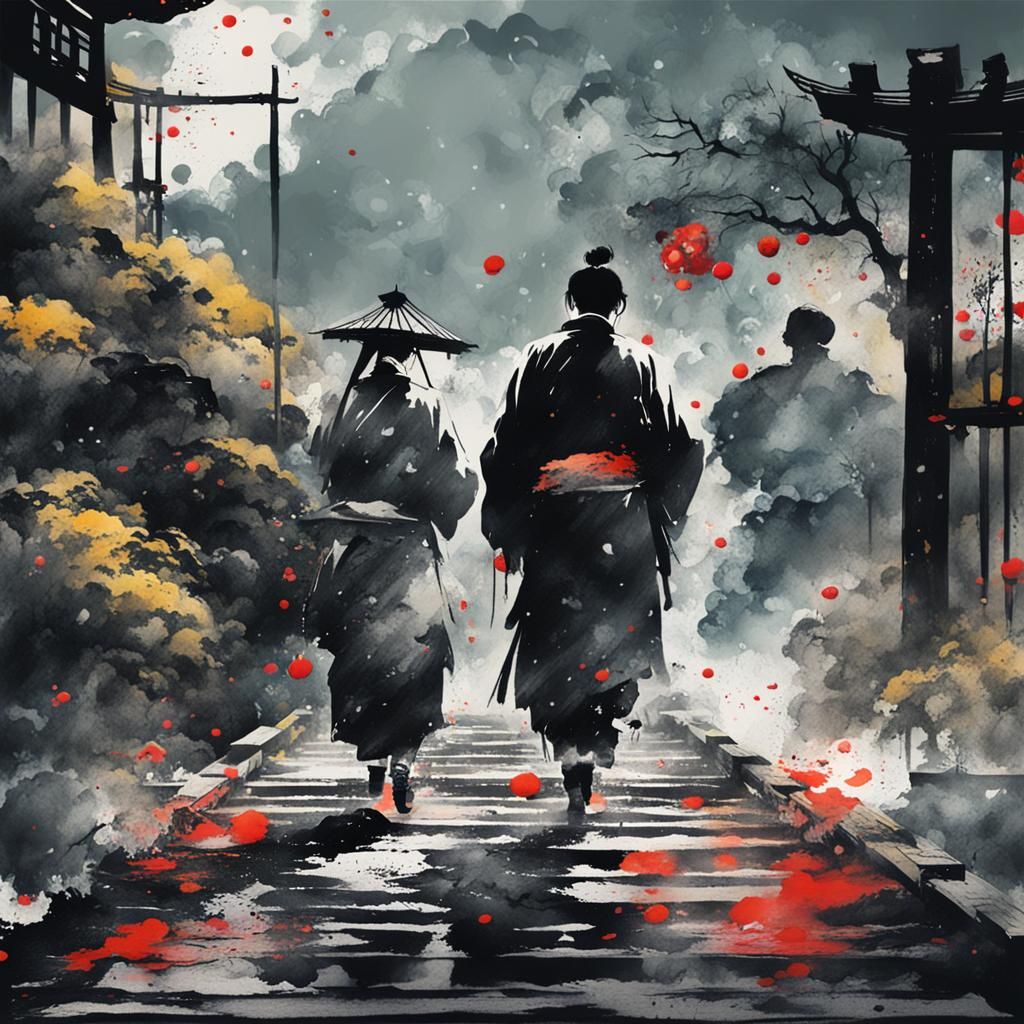 Expressive Chinese Ink Painting with Splash Paint