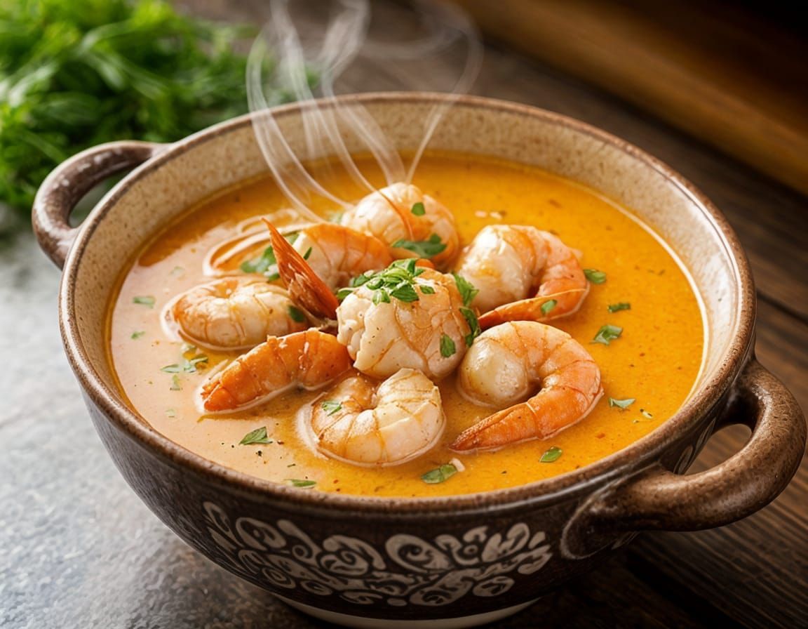 Hyper Realistic Bowl of Seafood Bisque