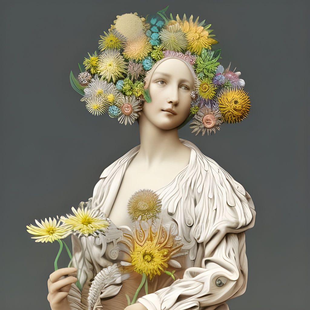Girl Holding Flowers: 3D Paper Art Sculpture