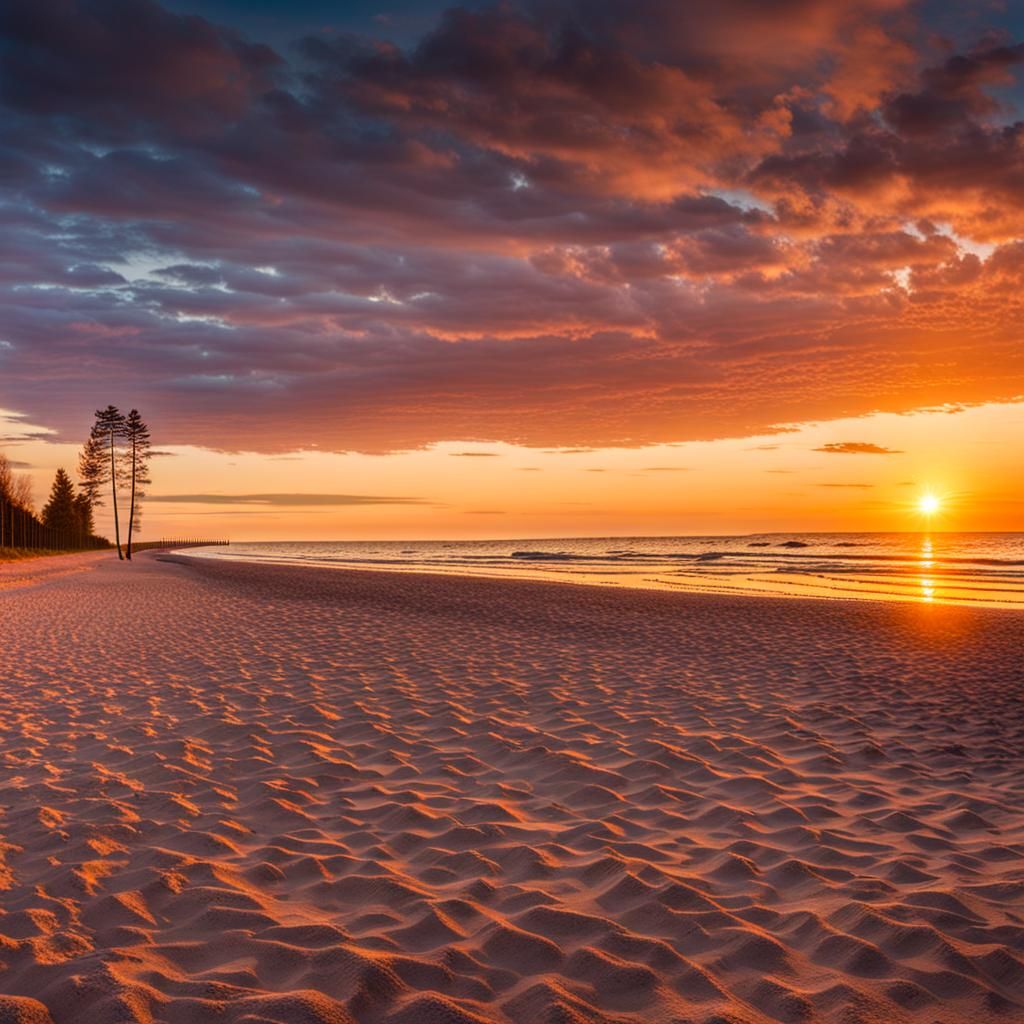 Romantic Sunset at Jurmala Beach, Latvia