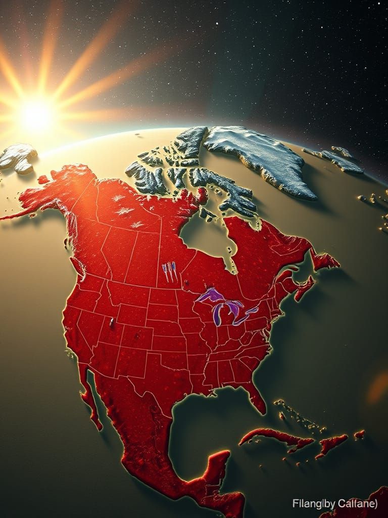 Cyberpunk North America Map with Alternative Nations