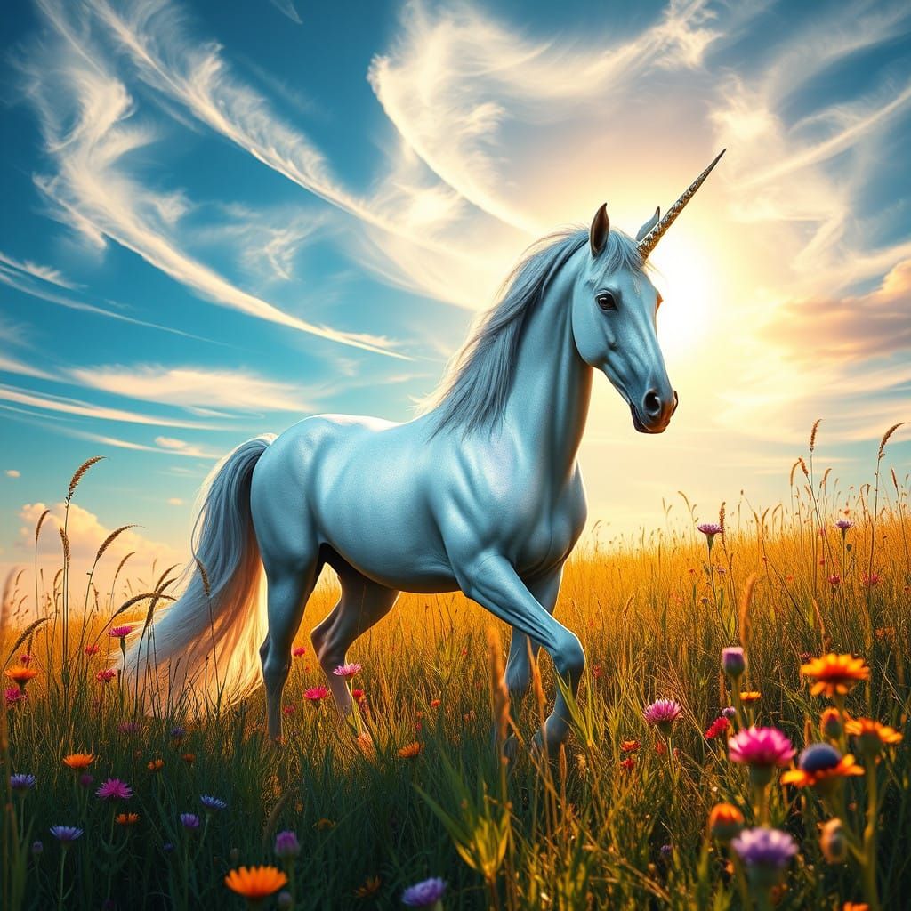 Ethereal Unicorn in Azure Landscape