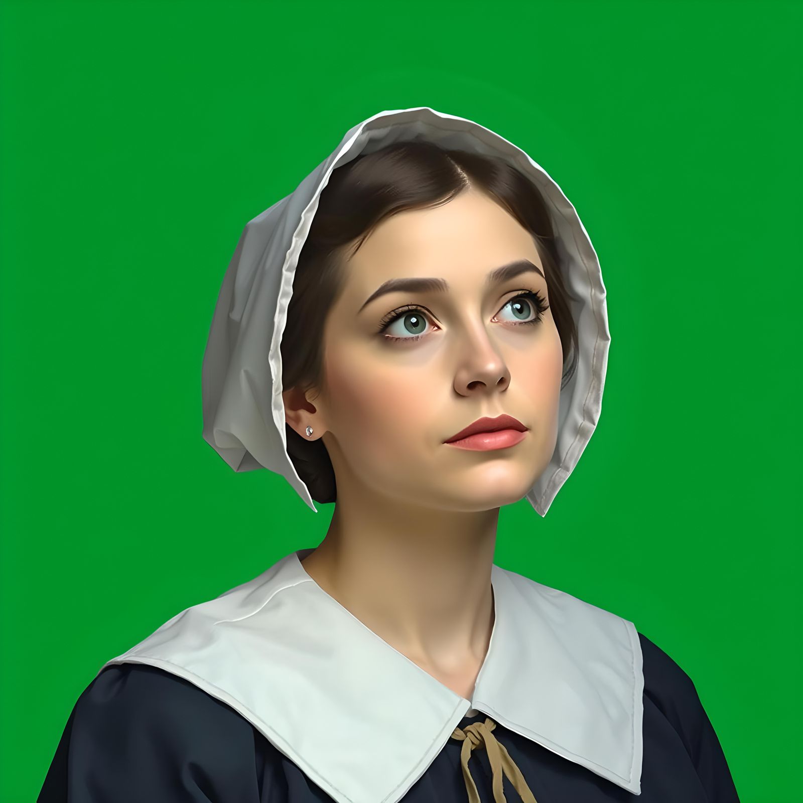 Puritan Poetess Portrait on Green Screen
