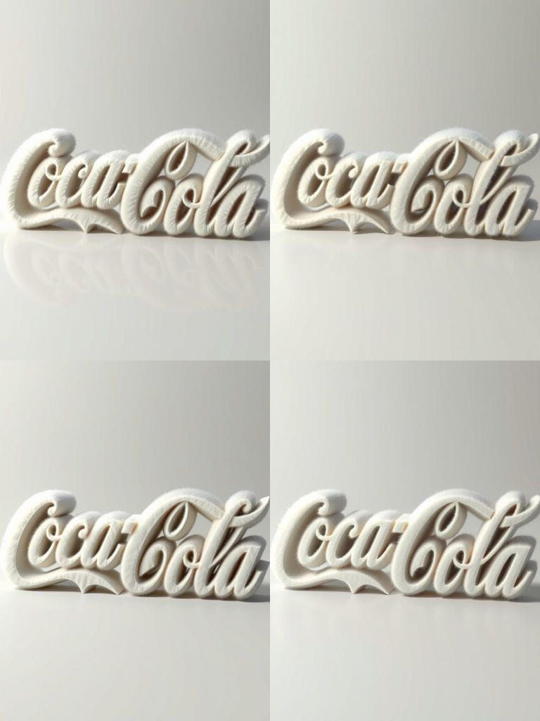 Luxurious Coca-Cola Logo in White Fur Texture