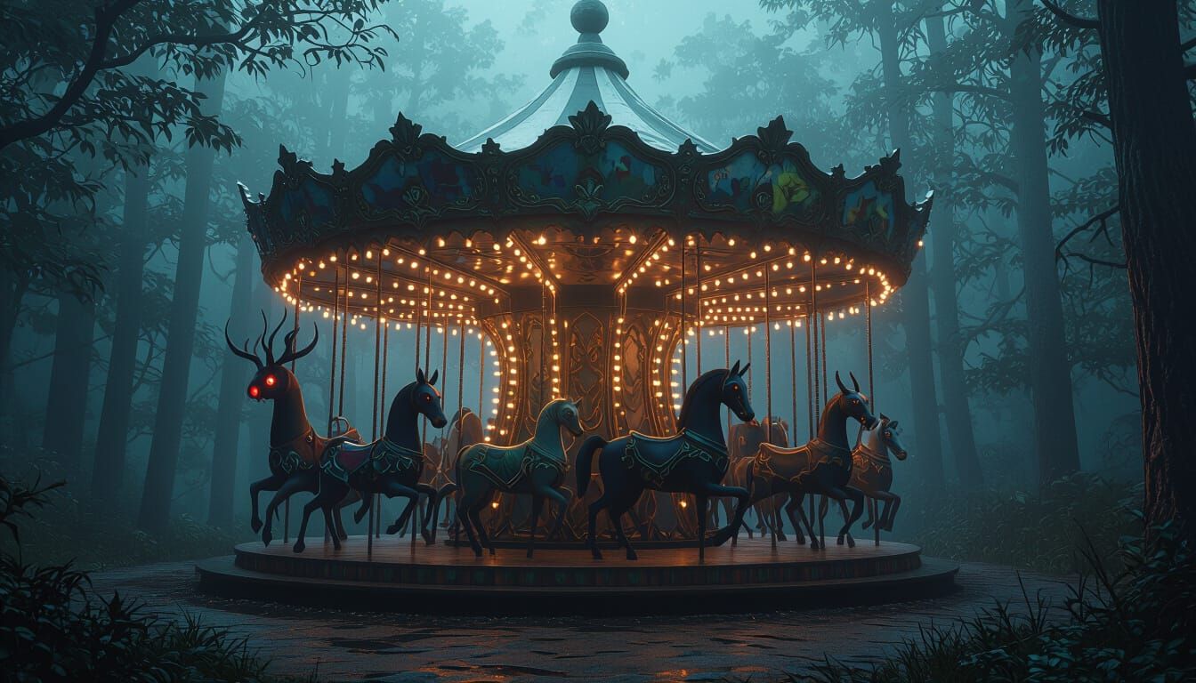 Gothic Carousel With Mythical Creatures