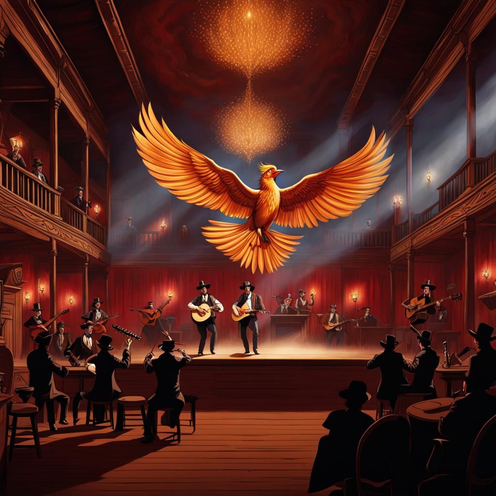 Majestic Phoenix Sings with Outlaws in Saloon