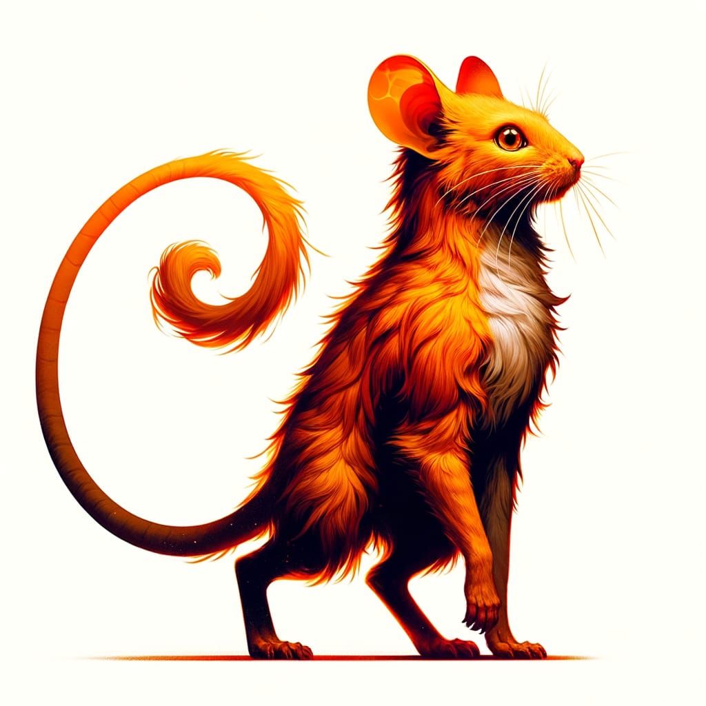 Orange Mouse-Cat Hybrid Creature